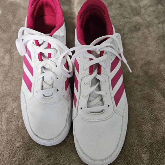 adidas | Shoes | Adidas White And Pink Sneakers With Sporty Design |  Poshmark